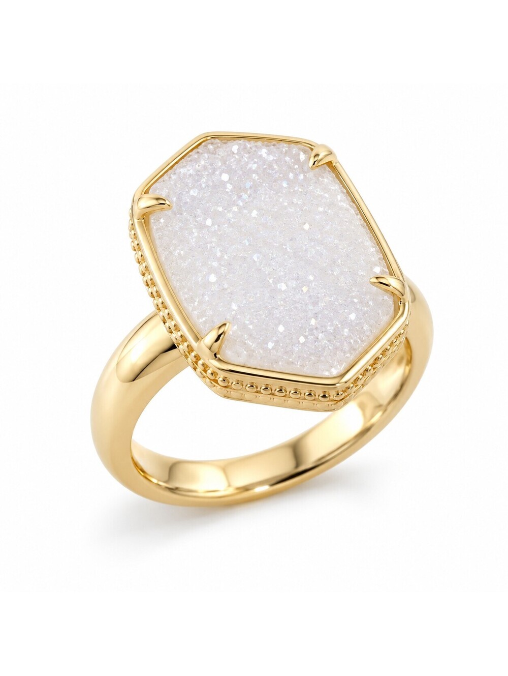 Kendra Scott Daphne Gold Statement Ring in Iridescent Drusy Size 6